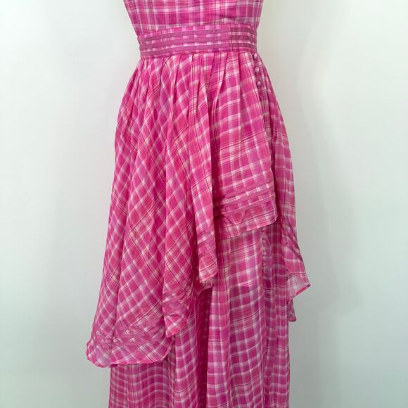 Aje Bungalow Sienna Dress Pink Gingham Halter Neck Maxi Gown US 4 - Picture 9 of 16